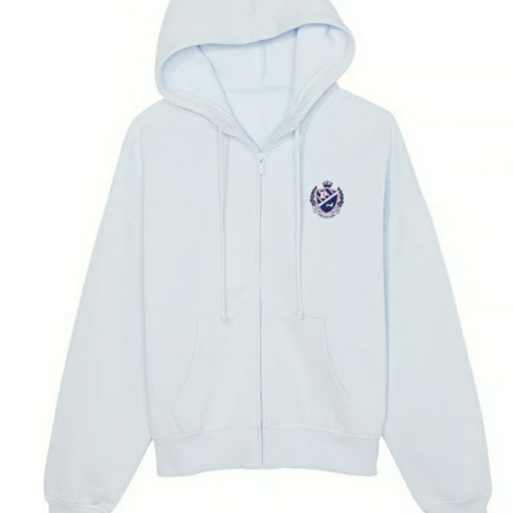 Victoria’s Secret PINK Ivy Fleece Campus Full-Zip Hoodie, Logo, XL - NWT